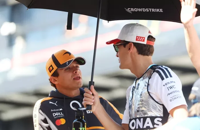 George Russell, Mercedes; Lando Norris, McLaren