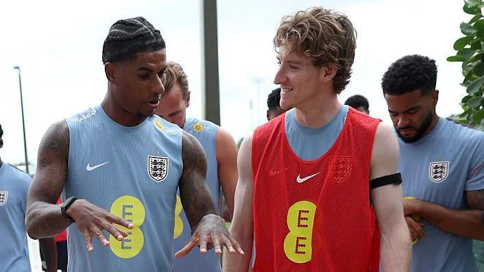 Marcus Rashford, who scored as a substitute for England against Croatia, is competing with Anthony Gordon for a place on the left flank.